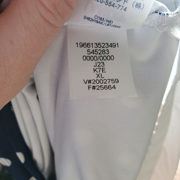 Lands End Swimsuit One Piece Womens XL 18 Navy Polka dot full coverage modest - Picture 6 of 8